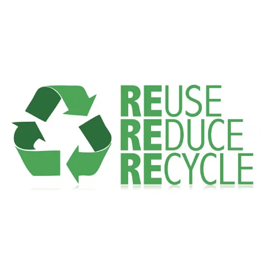 recycle A green and white logo with words that say reuse, reduce, recycle.